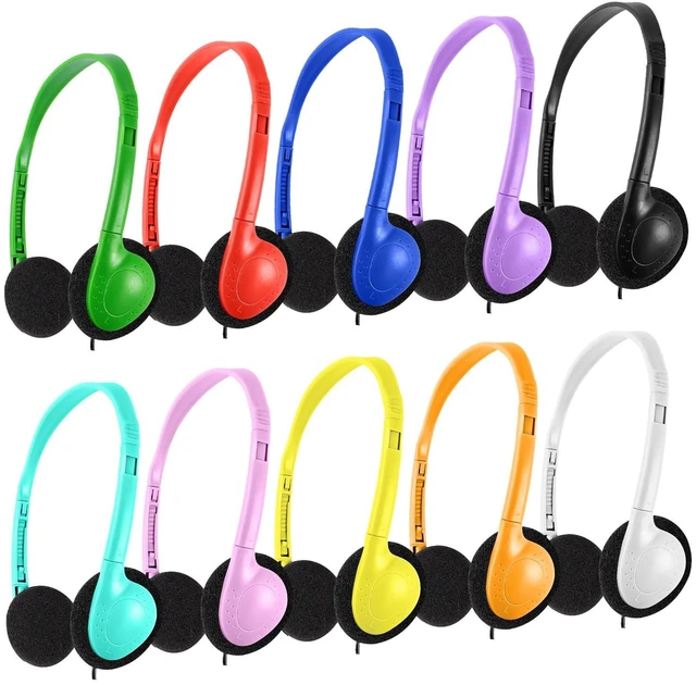 Main image of CN-Outlet 25 Pack Classroom Headphones Bulk for Kids School Class Set Headphones for Students Teens Toddler Children and Adults, Wholesale 3.5mm Plug Wired Earphones-Upgrade (10 Mixed Colors,