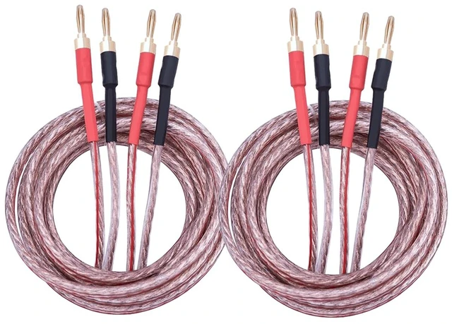 Alt view image 3 of 5 - UCINNOVATE Speaker Cable with Banana Plugs, 2 Pack 2m 13 AWG Gold-Plated HiFi Speaker Wire with 4mm Male to Male Banana Tip Plugs for Speakers Amplifier Receiver Audio HiFi System (2X 6.6FT)