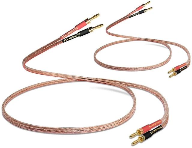 Alt view image 2 of 5 - UCINNOVATE Speaker Cable with Banana Plugs, 2 Pack 2m 13 AWG Gold-Plated HiFi Speaker Wire with 4mm Male to Male Banana Tip Plugs for Speakers Amplifier Receiver Audio HiFi System (2X 6.6FT)