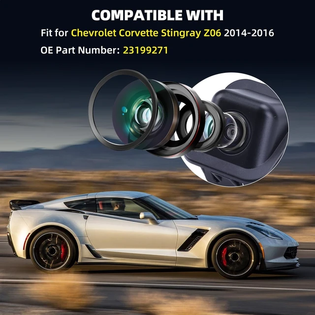 Alt view image 3 of 5 - Aublinto Backup Camera Reversing Rearview Parking Assist Camera Fit for Chevrolet Corvette Stingray Z06 2014-2016 Replacement 23199271
