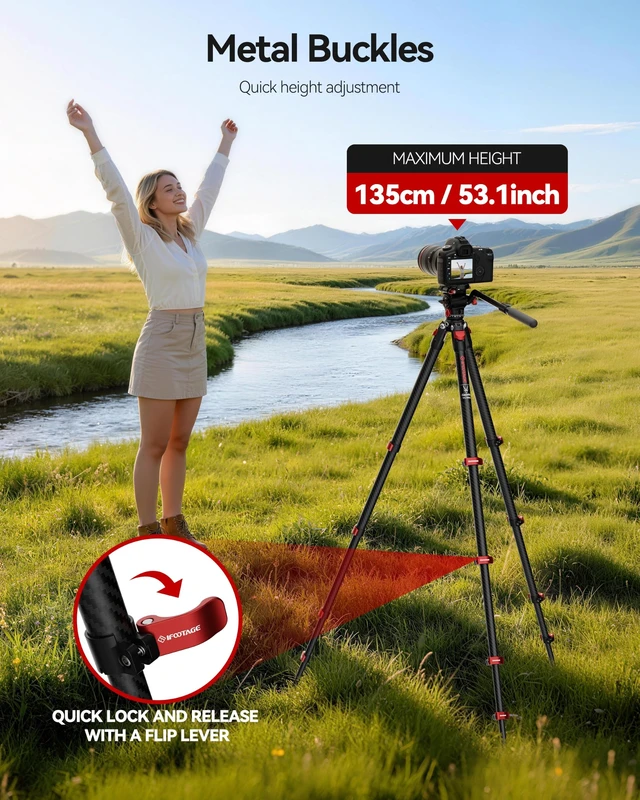 Alt view image 3 of 5 - TC3BS+K3S Carbon Fiber Tripod with Fluid Head,2.9lb Professional Travel Kit