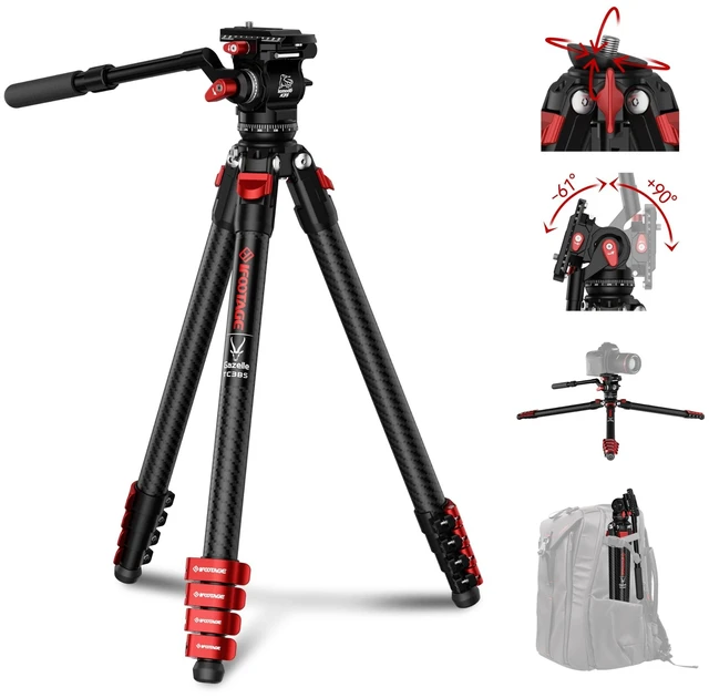 Main image of TC3BS+K3S Carbon Fiber Tripod with Fluid Head,2.9lb Professional Travel Kit
