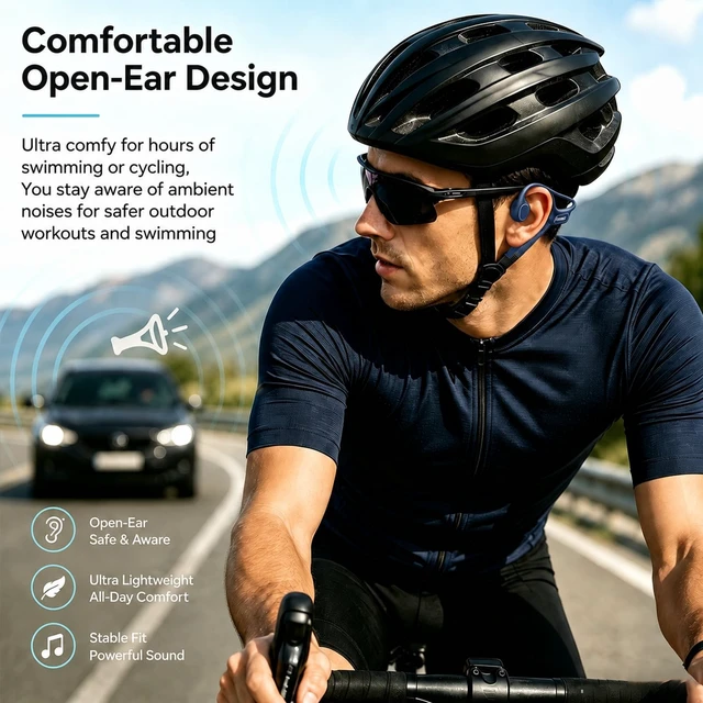 Alt view image 5 of 5 - Swimming Headphones Underwater, Open Ear Lap Swimming Earbuds Bluetooth6.0