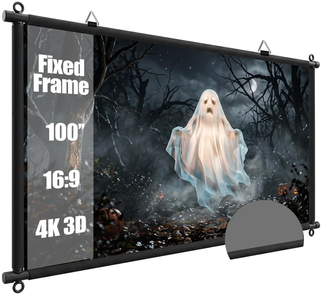 Main image of 100 inch Fixed Frame Projector Screen, Anti Glare Outdoor Indoor Movie Projector Screen, Wrinkle-Free Hanging Projection Screen for Room Wall, Theater, Camping, Backyard, 4K HD 16:9
