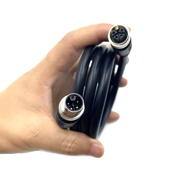 Alt view image 2 of 5 - fozuioh 3.28ft M12 5Pins L-Code Male to Female Connector Cable, IP67 Waterproof Threaded 4+PE Rail Transit Power Circular Connector with 1 Meter Wire Straight Sensor Molding Wire 16AWG