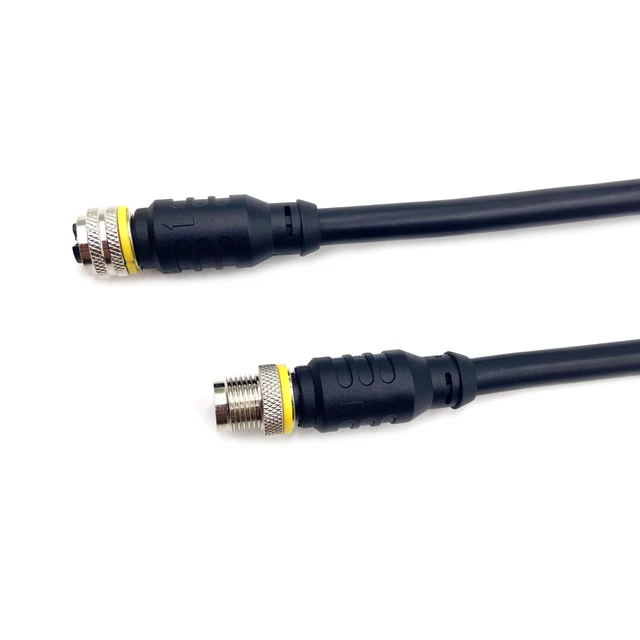 Alt view image 5 of 5 - fozuioh 3.28ft M12 5Pins L-Code Male to Female Connector Cable, IP67 Waterproof Threaded 4+PE Rail Transit Power Circular Connector with 1 Meter Wire Straight Sensor Molding Wire 16AWG