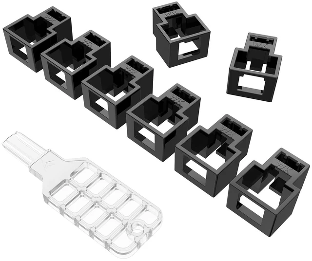 Main image of 20PCS RJ45 Network Cable Lock with 1 Key,RJ45 Network Cable Lock Lockable Ethernet Cable,Super Category 5 Category 6 Category 7 Patchcord Lock for Standard RJ45 Modular PlugsBlack