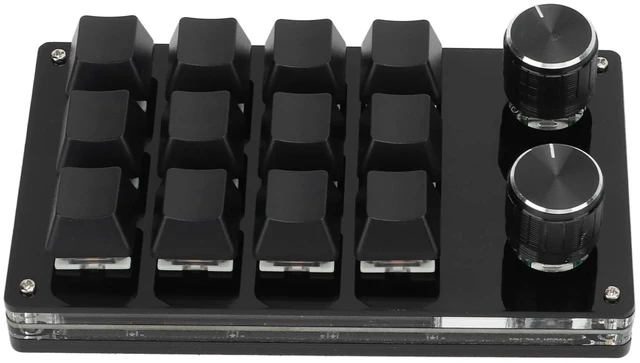 Main image of 12 Key Mini Keyboard One Handed Mechanical Gaming Keyboard, Multifunctional Shortcut Programmable Macro Keyboards with Button for Vista Macos (Black)