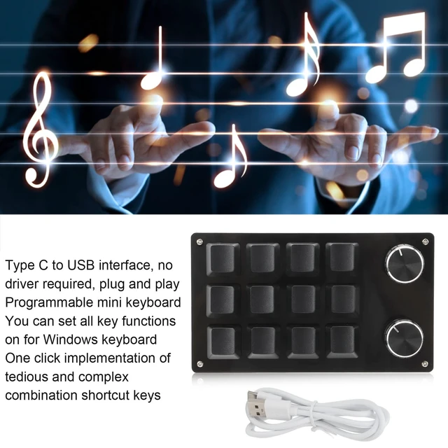 Alt view image 2 of 5 - 12 Key Mini Keyboard One Handed Mechanical Gaming Keyboard, Multifunctional Shortcut Programmable Macro Keyboards with Button for Vista Macos (Black)