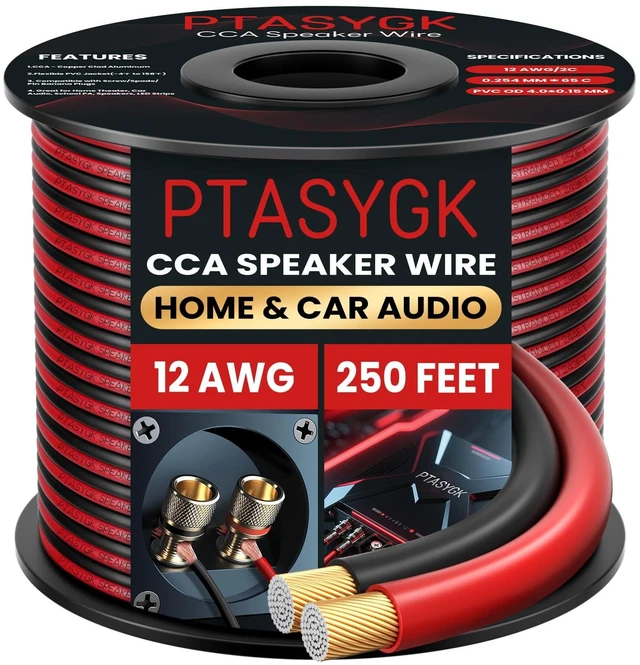 Main image of PTASYGK 12 Gauge Speaker Wire 250ft 2-Conductor CCA Home & Car Audio