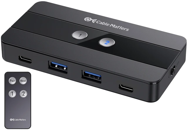 Main image of Cable Matters USB C Switch for 2 Computers Sharing 4X USB-C/A Devices