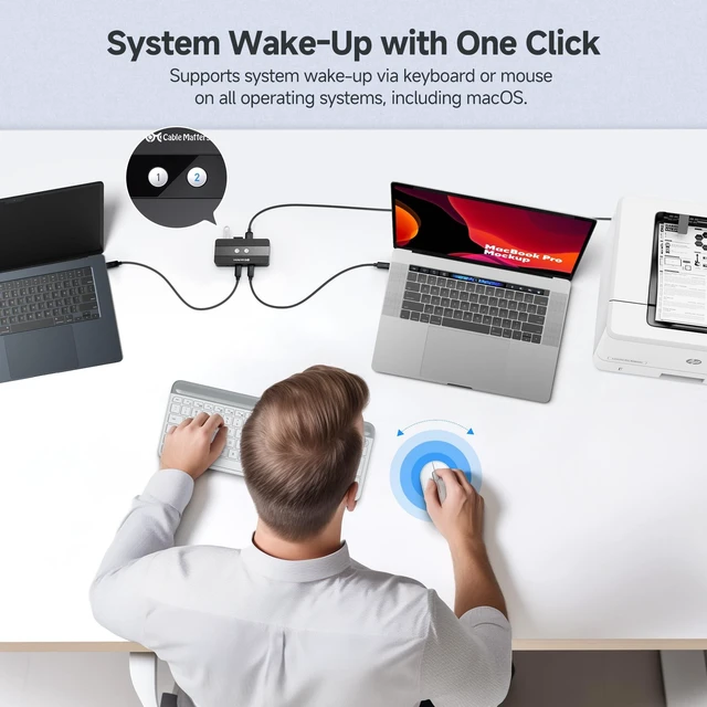 Alt view image 5 of 5 - Cable Matters USB C Switch for 2 Computers Sharing 4X USB-C/A Devices