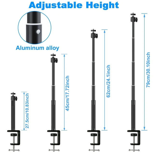 Alt view image 3 of 5 - Khazylorr Webcam Mount, 31 Inch Adjustable Webcam Stand Camera Desk Mount