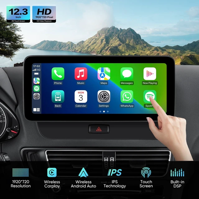 Alt view image 2 of 5 - 12.3-inch Car Stereo for Audi Q5 2009-2017 with Audi Concert/Symphony System, Android Auto Wireless CarPlay Bluetooth Upgrade Factory Radio Replacement IPS Touchscreen