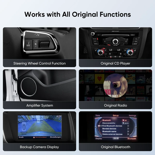 Alt view image 5 of 5 - 12.3-inch Car Stereo for Audi Q5 2009-2017 with Audi Concert/Symphony System, Android Auto Wireless CarPlay Bluetooth Upgrade Factory Radio Replacement IPS Touchscreen