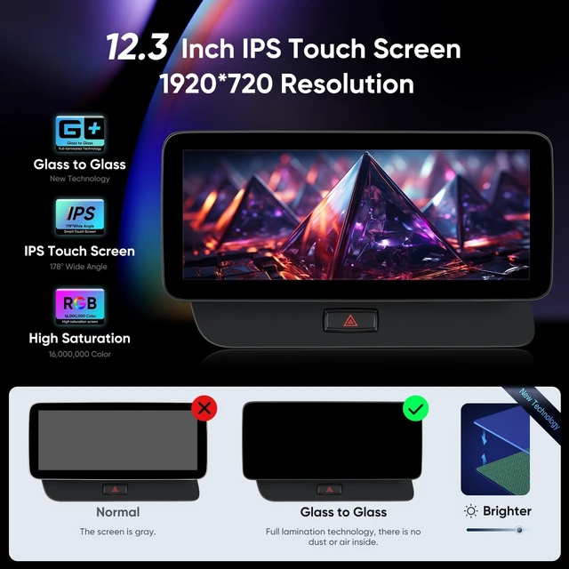 Alt view image 3 of 5 - 12.3-inch Car Stereo for Audi Q5 2009-2017 with Audi Concert/Symphony System, Android Auto Wireless CarPlay Bluetooth Upgrade Factory Radio Replacement IPS Touchscreen
