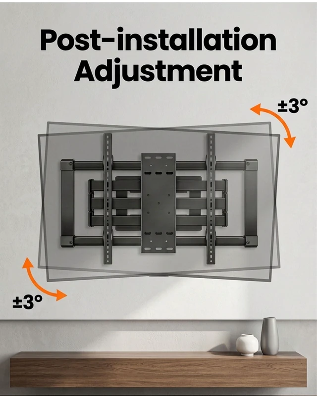 Alt view image 3 of 5 - Full Motion TV Wall Mount for 85 98 110 TVs, 220 LBS Weight Capacity, Monolithic Steel Wall Plate with 6-Arm Precision Bearing, 2-Level Height Adjustment, VESA 1000x600mm, Anti-Sagging Design