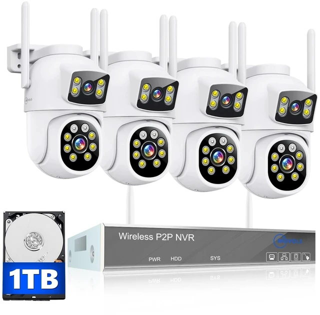 Main image of MOVOLS Wireless Security Camera System 5G/2.4G WiFi 4pcs 4MP+4MP Dual Lens Camera System,2K HD PTZ Dome Cameras System with Color Night Version, Motion Detection,1TB HDD, 16CH