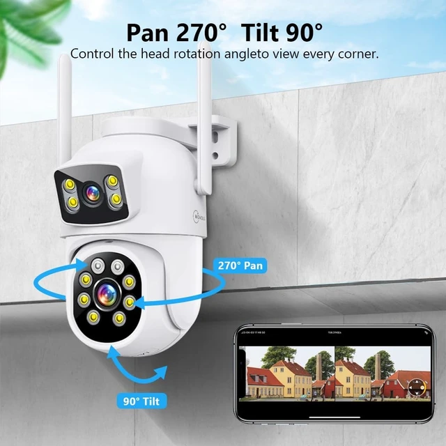 Alt view image 2 of 5 - MOVOLS Wireless Security Camera System 5G/2.4G WiFi 4pcs 4MP+4MP Dual Lens Camera System,2K HD PTZ Dome Cameras System with Color Night Version, Motion Detection,1TB HDD, 16CH