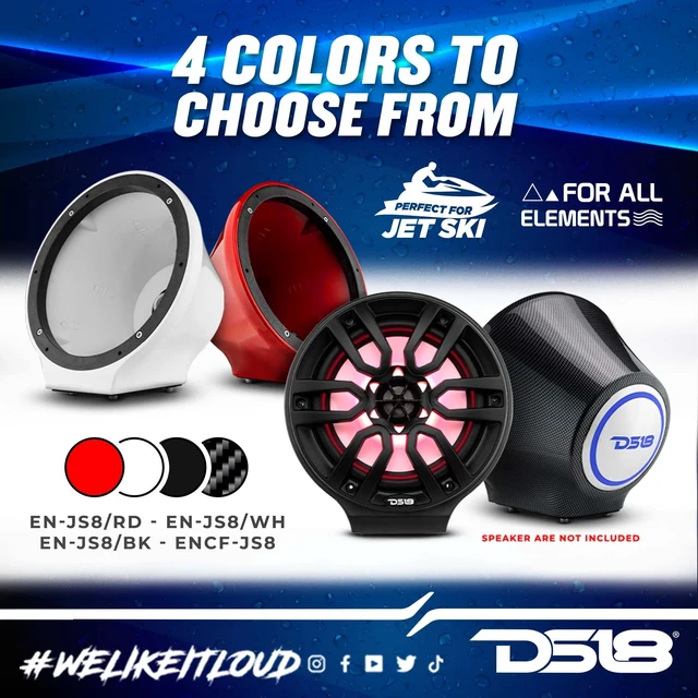 Alt view image 3 of 5 - DS18 NXL-JS8/BK Black Flat Mount POD Universal Enclosure 8" - for All Elements Jet SKI, Marine, Jeep & UTV/ATV - Pair (NO Speaker)