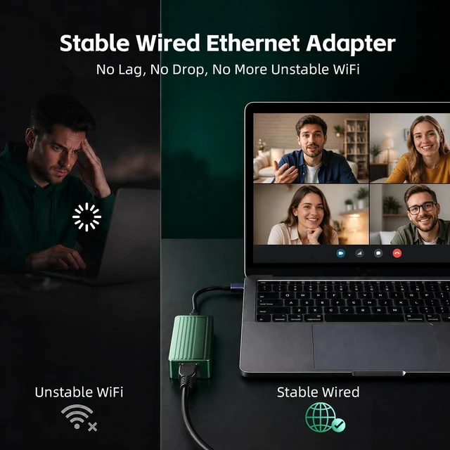Alt view image 4 of 5 - USB C to 10Gbps Ethernet Adapter, USB 3.2 Gen 2x2 Type-C to RJ45 10G LAN Network Dongle with Realtek RTL8159 Chip, Thunderbolt 3/4 Compatible for MacBook, Windows 11 Laptop, NAS, PC