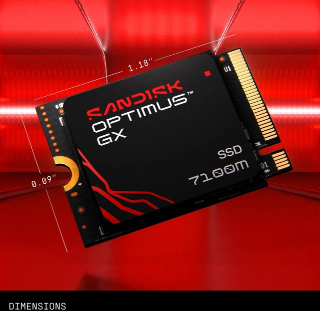 Alt view image 2 of 5 - Sandisk Optimus GX 7100M 1TB NVMe SSD, PCIe 4.0, M.2 2230