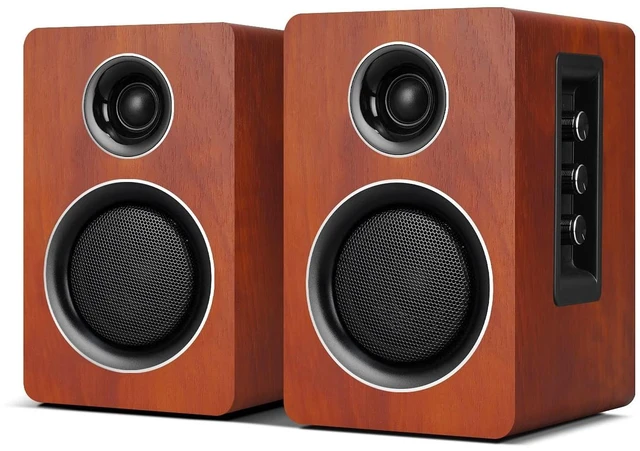 Main image of Computer Speakers, Bluetooth 5.3, USB-C, AUX/RCA, 3.5-Inch Woofer, Brown