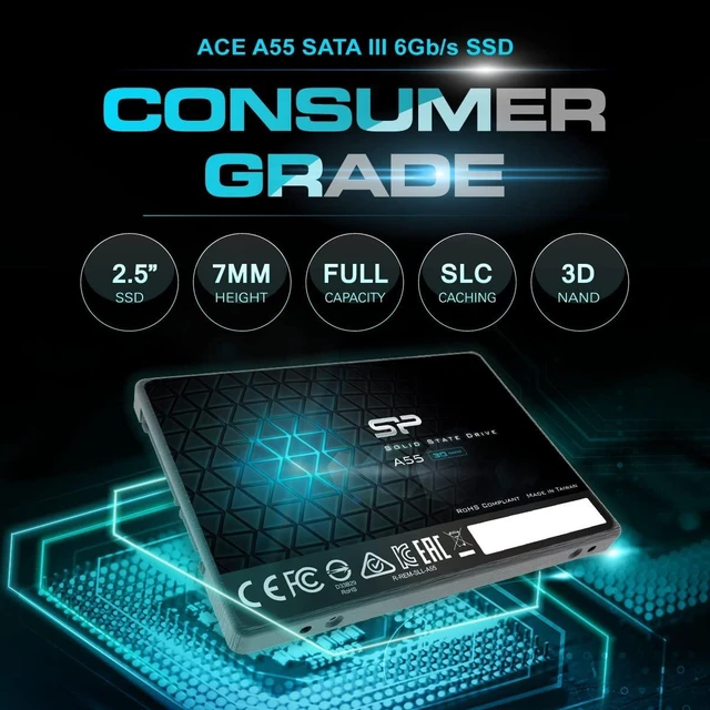 Alt view image 3 of 5 - Silicon Power 2TB SSD 3D NAND A55 SLC Cache Performance Boost SATA III 2.5" 7mm (0.28") SSD Internal Solid State Drive (SP002TBSS3A55S25)