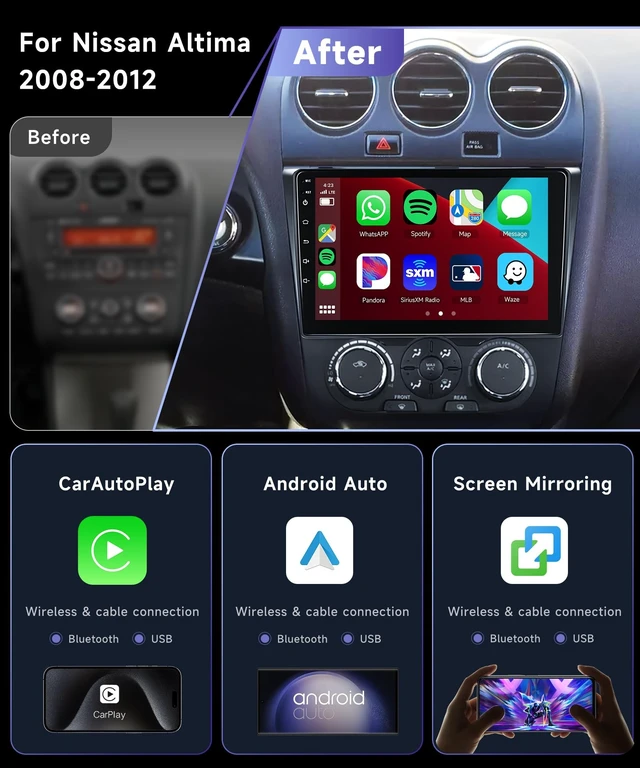 Alt view image 3 of 5 - 8Core 6G 128G Radio for Nissan Altima 2008 2009 2010 2011 2012 Manual A/C