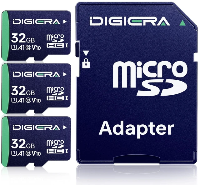 Main image of DIGIERA 32GB CT100 microSDHC UHS-I Memory Card with Adapter - up to 100MB/s, C10, U1, V10, Full HD, A1, Micro SD Card for Smartphones, Tablets, Cameras, Gaming Consoles, and Drones (3 Pack)
