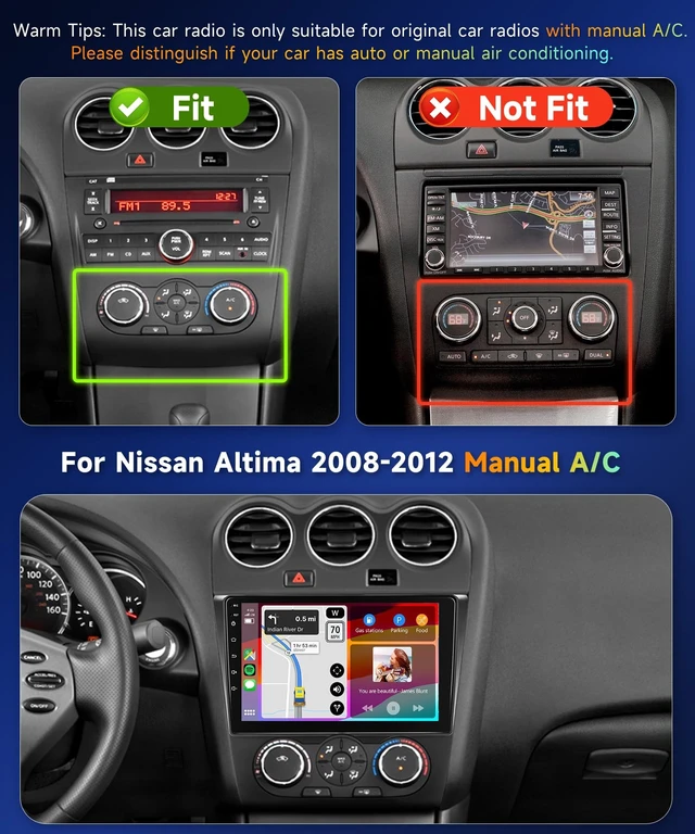 Alt view image 2 of 5 - 8Core 6G 128G Radio for Nissan Altima 2008 2009 2010 2011 2012 Manual A/C