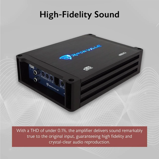 Alt view image 4 of 5 - Rockville dB10 Mono Car Audio Amplifier, 800W Peak, 200W RMS, 4 Ohm Class-D