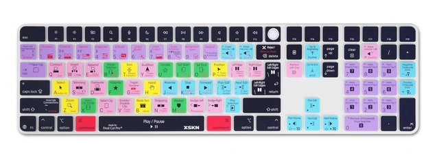 Alt view image 4 of 5 - XSKN Final Cut Pro Shortcut Keyboard Cover for iMac M4 Magic Keyboard with Touch ID and Numeric Keypad A3119