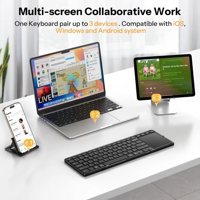 Alt view image 4 of 5 - OMOTON Foldable Keyboard with Touchpad for iPad, Tablets, Laptop