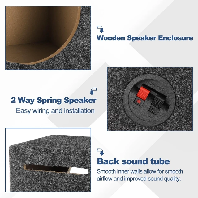 Alt view image 3 of 5 - MECCANIXITY 10 Inch Ported Wooden Speaker Enclosure Gray