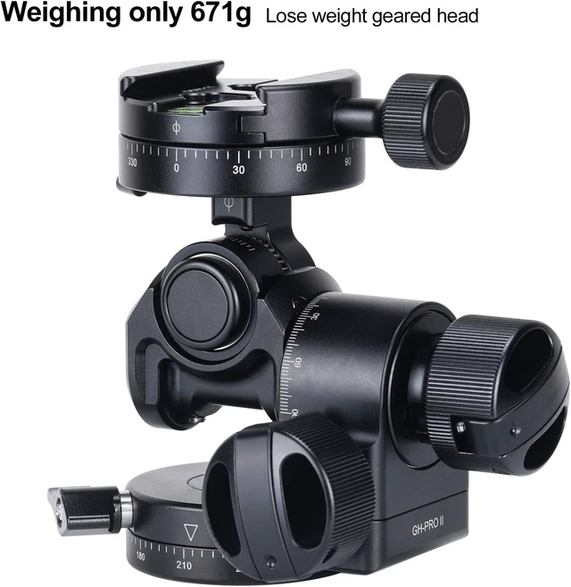 Alt view image 3 of 5 - SUNWAYFOTO GH-PRO II Geared Tripod Head with 360 Geared Panning QR Clamp & Panning Base Compatible with Arca