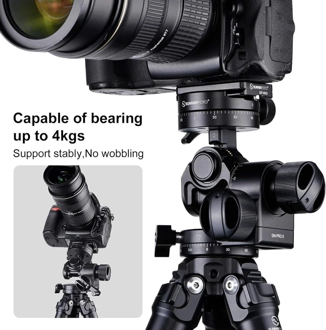 Alt view image 5 of 5 - SUNWAYFOTO GH-PRO II Geared Tripod Head with 360 Geared Panning QR Clamp & Panning Base Compatible with Arca