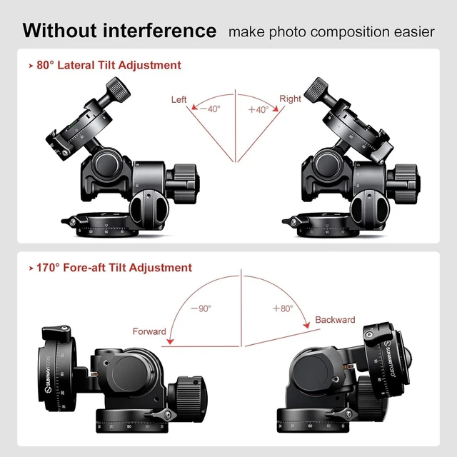 Alt view image 4 of 5 - SUNWAYFOTO GH-PRO II Geared Tripod Head with 360 Geared Panning QR Clamp & Panning Base Compatible with Arca