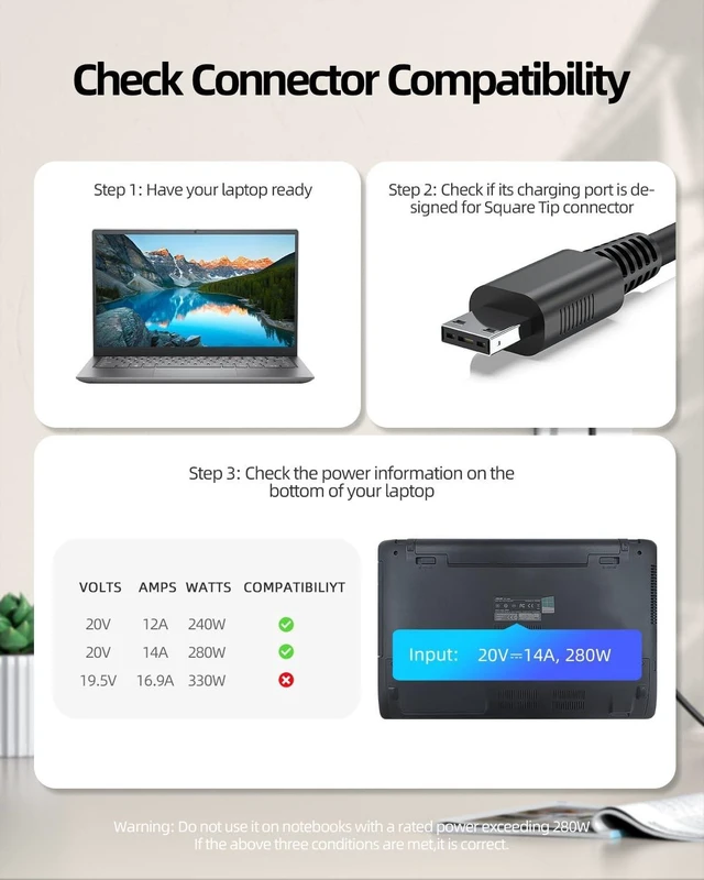 Alt view image 3 of 5 - 280W USB Tip Charger Fit for MSI Vector GP68 HX GP78 HX, Creator Z17 HX Studio CreatorPro Z16 HX Z17 HX X17 HX Studio Laptop Power Adapter Supply Cord