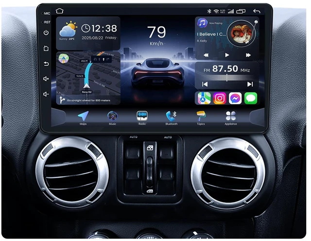 Main image of Jerqry 4+64GB ROM Car Radio for Jeep Wrangler JK 2007-2017: HD IPS Touchscreen Stereo Upgrade Wireless Carplay Android Auto Bluetooth 5G WiFi GPS Backup Camera FM SWC