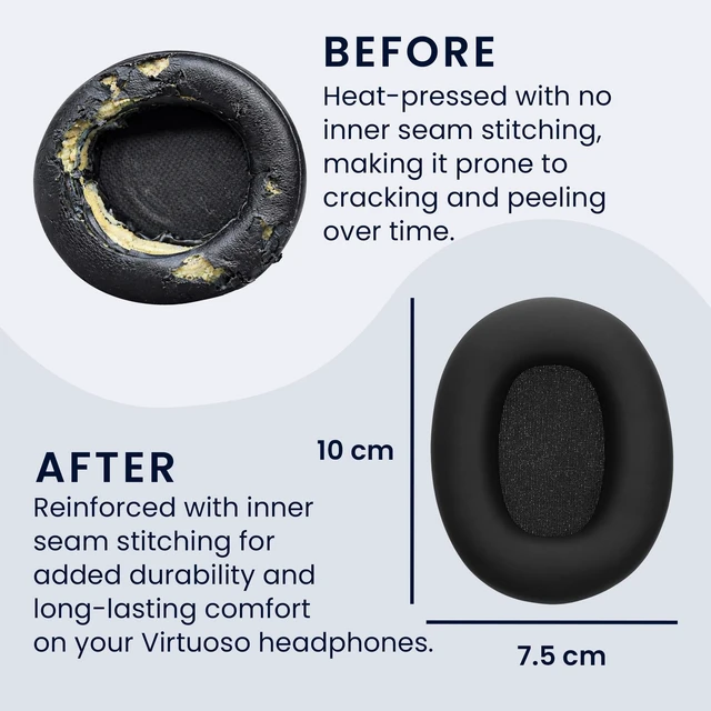 Alt view image 4 of 5 - kwmobile Ear Pads Compatible with Skullcandy Hesh 540 / Hesh 360 Earpads - 2X Replacement for Headphones - Black
