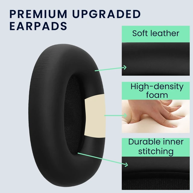 Alt view image 3 of 5 - kwmobile Ear Pads Compatible with Skullcandy Hesh 540 / Hesh 360 Earpads - 2X Replacement for Headphones - Black