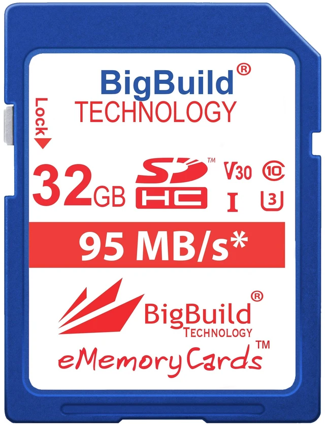 Main image of BigBuild Technology 32GB UHS-I U3 95MB/s Memory Card for Canon PowerShot SX420 is, SX430 is, SX520 HS, SX530 HS, SX540 HS, SX60 HS, SX610 HS, SX620 HS, SX710 HS, SX720 HS, SX730 HS, SX740 HS Camera