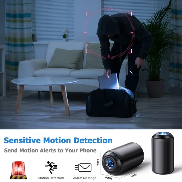 Alt view image 4 of 5 - J-SINIGIDIN Mini Nanny Hidden Camera Wireless WiFi, Only 0.86 Inch Small Security Cameras Indoor Outdoor Spy Cam Micro Cam with Night Vision Motion Detection for Home Security, Room, Pet, Baby