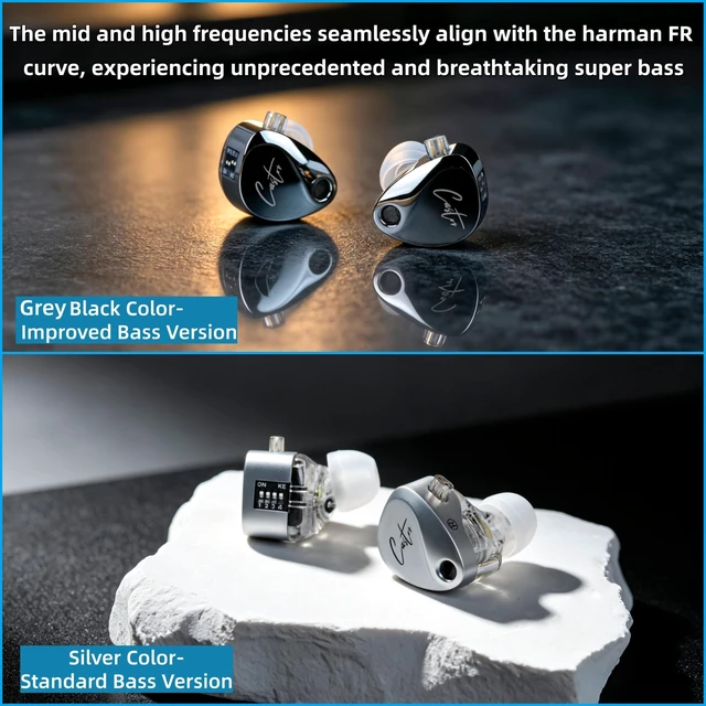 Alt view image 2 of 5 - KZ Castor in Ear Monitor, Harman Bass Edition IEM with Dual Dynamic Drivers, Tunable Sound Wired Headphones Gaming Earbuds with 4-Level Adjusting Switch, Noise-isolating (Standard Bass, with Mic)