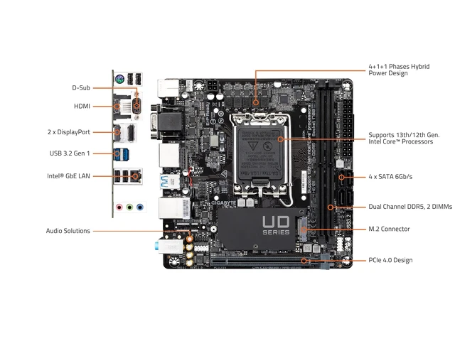 Alt view image 5 of 5 - GIGABYTE H610I (H610/ Intel/LGA 1700/ Mini-ITX/ DDR5/ Single M.2/ PCIe 4.0/ USB 3.2 Gen1/ Intel GbE LAN Chip/Motherboard)