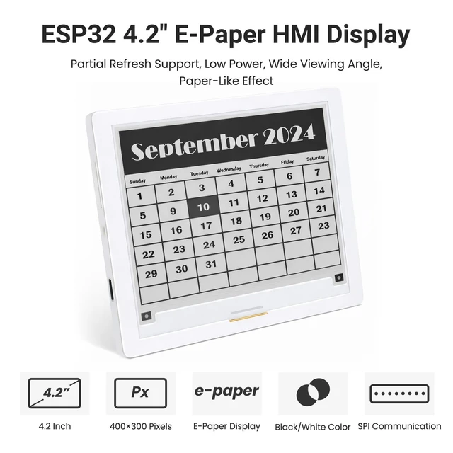 Alt view image 2 of 5 - IoTeikXgo ESP32 E-Paper Display, 4.2 Inch E-Ink Display 400x300 Resolution