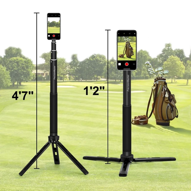 Alt view image 3 of 4 - Precisionmaster Tripod Golf Swing Recording - Heavy Duty Aluminum Base with Magsafe Compatible, 52" Adjustable Golf Training Aid- Compatible with Phones