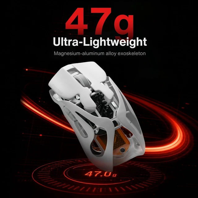 Alt view image 2 of 5 - AngryMiao AM Infinity Mouse .97 Wireless White Gaming Mouse 47g Ultra-Light