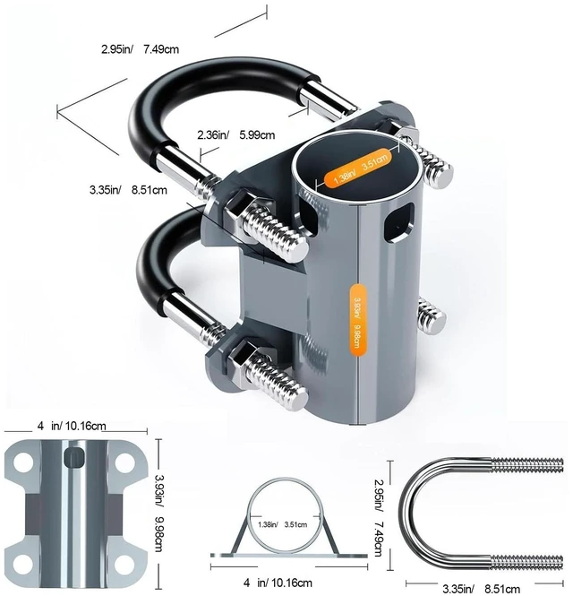 Alt view image 5 of 5 - Pipe Adapter for GEN 2 V2 Dish Antenna, Stainless Steel Antenna Pole Mast Mount Pole Adapter Kit, U Bracket Roof Mounting Bracket for RV and Yacht, Easy Installation
